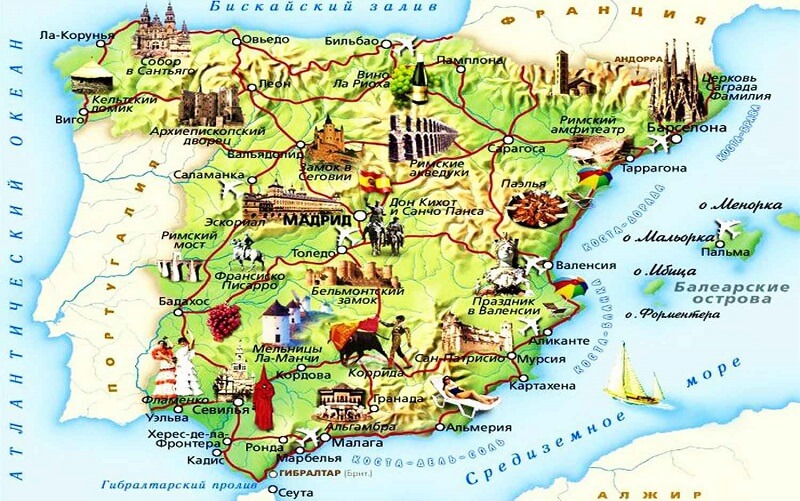 карта Испании