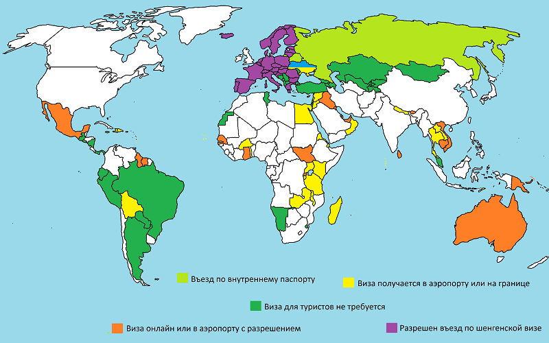 Карта безвізових країн